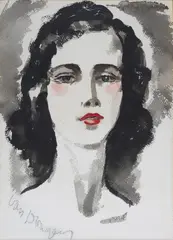Portrait de jeune femme by Kees van Dongen, Gouache et aquarelle sur papier, sold Dec 2020