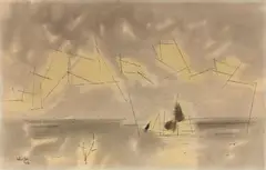 Composition by Lyonel Feininger, 1952, Encre, lavis et aquarelle sur papeir, sold Dec 2020