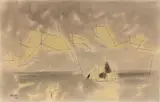 Composition by Lyonel Feininger, 1952, Encre, lavis et aquarelle sur papeir, sold Dec 2020