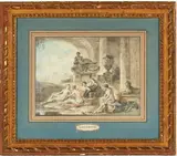 Le repos des Nymphes by Jean-Baptiste Lallemand, Aquarelle, sold Dec 2020