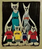 Love peace murder suicide bitch gore by Alain Séchas, Lithographie, sold Dec 2020