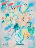 Bouquet de fleurs by Gen Paul, Aquarelle et gouache sur papier signé en bas à gauche H_63cm H_48cm, sold Dec 2020