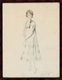 Jeune femme debout by Abel Faivre, Crayon et pastel sur papier, sold Nov 2020
