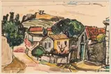 Vue du village by François Desnoyer, Gouache et feutre sur papier, sold Nov 2020