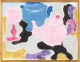La cafetiére rose by Georgette Tavé, Pastel et crayon sur papier, sold Nov 2020