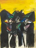 Composition by Marcel Pouget, 1948, Gouache et aquarelle sur papier, sold Nov 2020