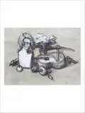 Nature morte à la guitare by Jean Hélion, 1971, Gouache et fusain sur papier, sold Jul 2020
