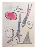 Composition aux figures, 1948, extrait du livre d'or personnel de Georges Pellequer by Joan Miró, Crayon et crayons de couleur sur papier, sold Jul 2020