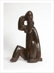Personnage assis by Béla Vörös, Epreuve en bronze, cire perdue à patine marron, sold Jul 2020