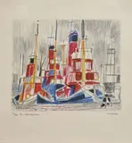 Les remorqueurs by Jean Cluseau-Lanauve, Lithographie en couleur, sold Oct 2023