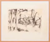 Vue de ville fortifiée - Vue de quai by Jean Cluseau-Lanauve, Lithographie, sold Oct 2023