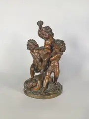 L'enfance de Bacchus by Jean-Jacques Feuchère, 1841, Epreuve en bronze à patine brun nuancé (griffures), sold Jul 2022
