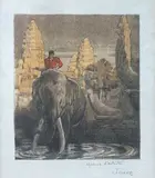 Eléphant devant le temple d'Angkor by Paul Jouve, Lithographie originale en couleurs, sold Mar 2022