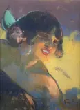 Portrait de gitane by Louis Fortuney, Pastel signé en bas à droite, sold Mar 2022