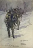 Le départ pour les tranchées des troupes Russes by Charles Fouqueray, 1917, Aquarelle signée et datée en bas à droite, sold Mar 2022