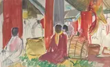 Le marché de Madagascar by Élisabeth Faure, Aquarelle signée en bas à droite, sold Mar 2022