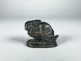 Lièvre effrayé by Antoine-Louis Barye, Epreuve en bronze à patine vert nuancé brun, sold Feb 2022