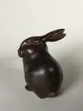Lapin tête tournée by Édouard-Marcel Sandoz, Epreuve en bronze à patine brun nuancé, sold Feb 2022
