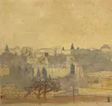 Vue du prieuré de Saint Germain en laye by Maurice Denis, Aquarelle monogrammée en bas à droite (contrecollée sur carton, piqures) Vue :, sold Dec 2021