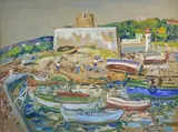 Le port de Cassis by Lucien Génin, 1939, Aquarelle et gouache signée, sold Dec 2021