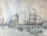 La Rochelle by Georges Rose, Aquarelle signée en bas à gauche, sold Dec 2021