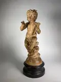 Amour et papillon by Jean Jules B. Salmson, 1870, Terre cuite signée et datée (accidents et manques), sold Dec 2021