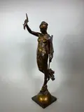 La Fortune by Augustin Edme Moreau-Vauthier, Epreuve en bronze à double patine brun nuancé et vieil or, sold Dec 2021