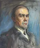 Autoportrait by Charles Fouqueray, vers 1910, Aquarelle, gouache et crayon monogrammé en haut à droite, sold Oct 2021