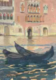 Les gondoles à Venise by André Lagrange, 1923, Gouache sur carton signé et daté en bas à gauche, sold Oct 2021