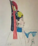 Portrait de femme de profil by Léa Lafugie, Mine de plomb et aquarelle signée en bas vers la gauche, sold Oct 2021