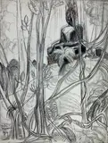 Bouddha dans la forêt, Laos by André Maire, 1954, Fusain et pastel signé et daté en bas à gauche, sold Oct 2021