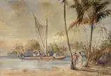 La Pointe des Cocotiers à Tahiti by René Gillotin, Aquarelle signée en bas à droite, sold Oct 2021