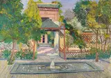 Villa marocaine by Edmond Delescluze, 1934, Gouache sur papier fort signé et daté en bas à droite, sold Oct 2021