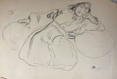 Odalisque by André Suréda, Crayon noir signé en bas à droite, sold Oct 2021