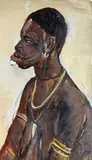 Femme bobos, Bobo Dioulasso, Côte d'Ivoire by Monique Cras, Gouache sur papier signé en bas à droite, sold Oct 2021