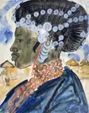 Portrait de femme by Élisabeth Faure, Aquarelle signée en bas à droite, sold Oct 2021