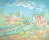 Le petit pont by Jean Kiatowsky, 1969, Pastel signé et daté en bas à gauche, sold May 2018