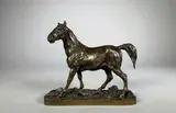 Cheval percheron by Pierre-Jules Mêne, Epreuve en bronze à patine brun-clair nuancé, sold May 2018