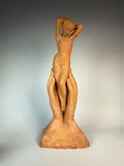 L'offrande by Marcel-André Bouraine, Terre cuite signée sur la base, indication à l'intérieur "PO LB, sold May 2018
