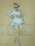 Danseuse de Takis pour poème de Méléagre by Antoine Calbet, Pastel et gouache signée en bas à gauche, sold Jun 2021