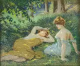 La sieste by Albert Fourié, Pastel signé en bas à gauche, sold Jun 2021