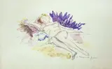 Nu couché au chapeau jaune by André Dunoyer de Segonzac, Aquarelle signée en bas à droite, sold Jun 2021