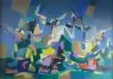 Vue sur le Mont Blanc by Jean Chevolleau, Gouache sur papier signé en bas à gauche, sold Jun 2021
