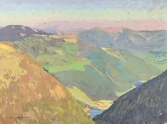 Les Vosges vues du ballon d'Alsace" by André Lagrange, 1928, Gouache sur carton signé et daté en bas à gauche, sold Jun 2021