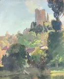 Ruines du château de Lavardin, Loir et Cher by André Lagrange, Gouache sur carton signé en bas à gauche, sold Jun 2021