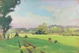 La Prée, château de Montmarin, Loir et Cher" by André Lagrange, 1938, Gouache sur carton signé et daté en bas à gauche, sold Jun 2021