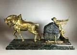 Le carrier by Edouard Drouot, Epreuve en bronze à double patine et granit, sold Jun 2021