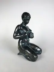 Nu à l'éponge by Gabriel Coquelin, Epreuve en bronze à patine brun-bleu nuancé, sold Jun 2021