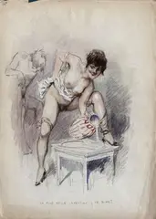 La plus belle invention : le bidet by Georges Conrad, Aquarelle titrée et non signée, sold Feb 2026