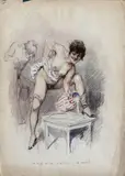 La plus belle invention : le bidet by Georges Conrad, Aquarelle titrée et non signée, sold Feb 2026